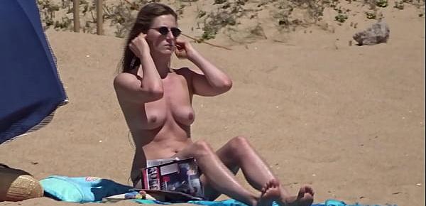  German lady topless at the beach
